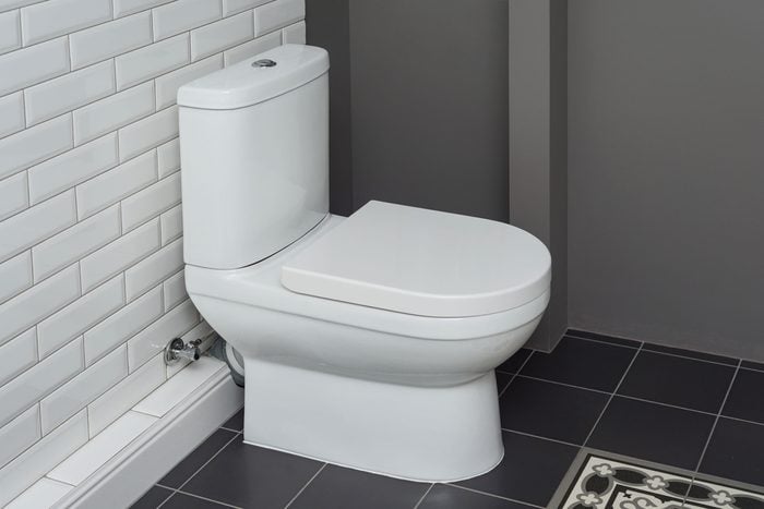 High Angle View Of Toilet Bowl In Bathroom