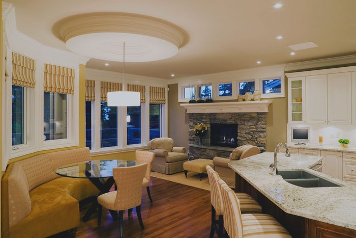 Breakfast room in a modern luxury home real estate