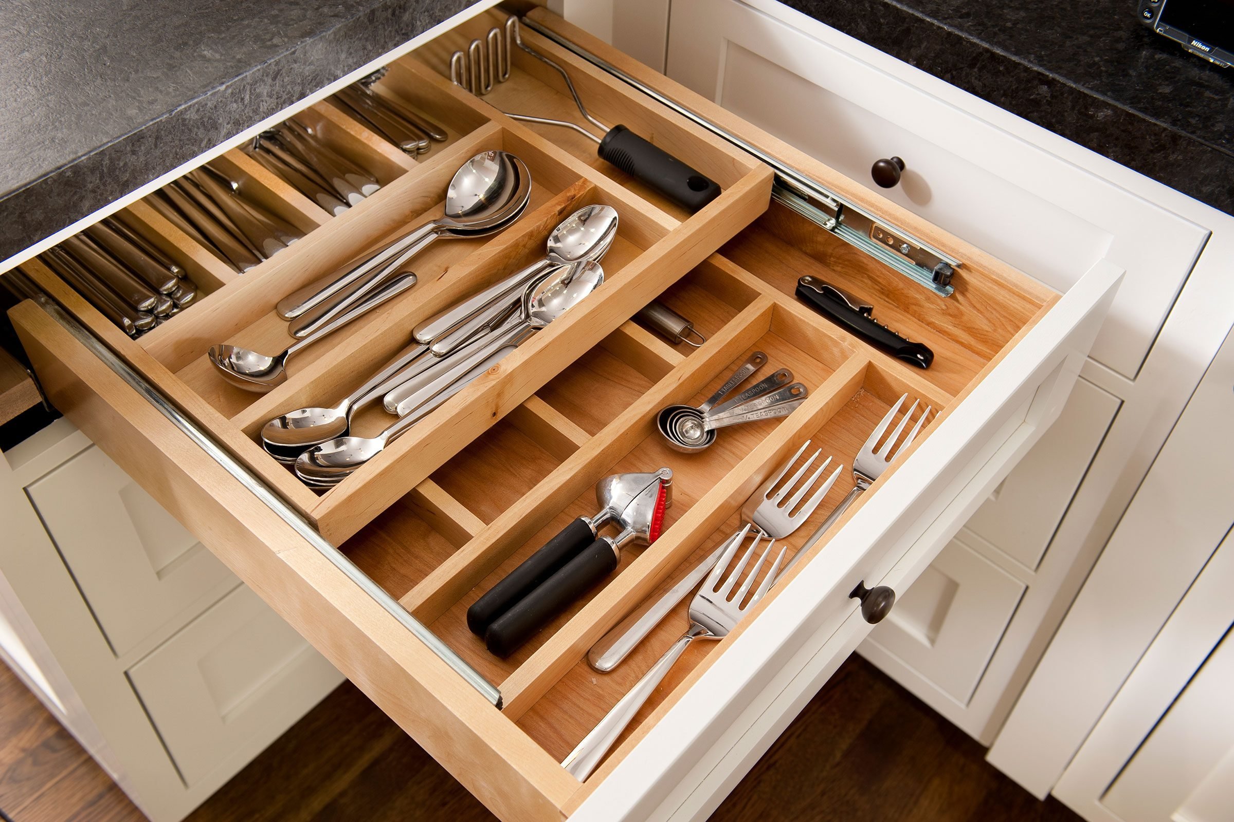 Kitchen Silverware Drawer with compartments inside
