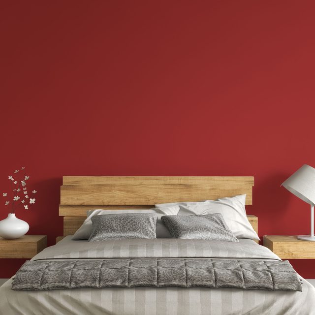 Modern red Bedroom With Decoration