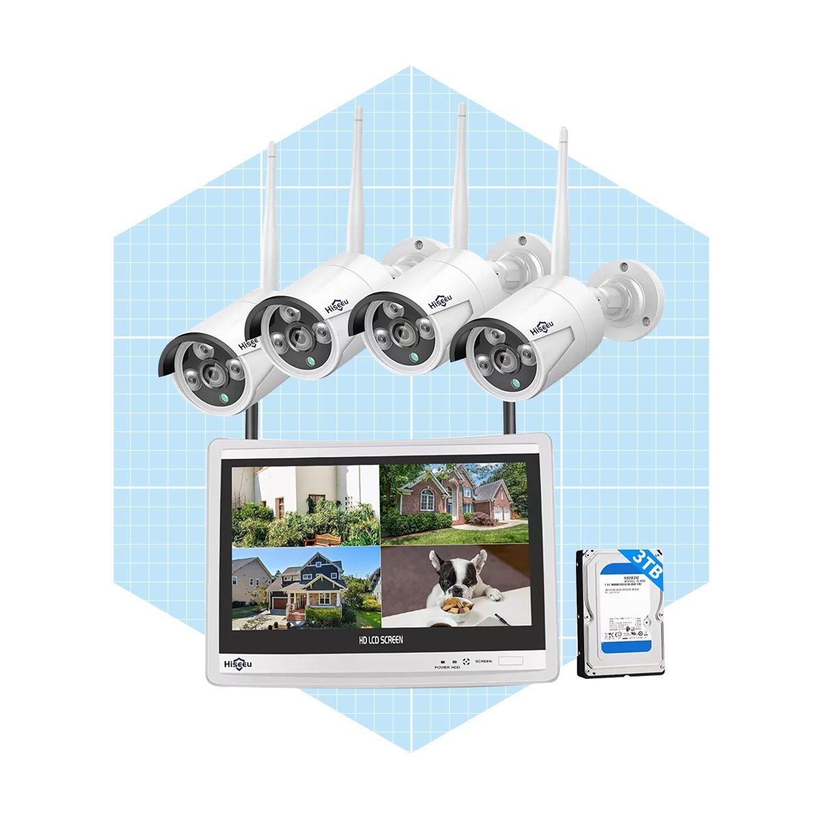 Hiseeu Wireless Wifi Indoor Outdoor Home Security System With 4 Night Vision Cameras Ecomm Target.com