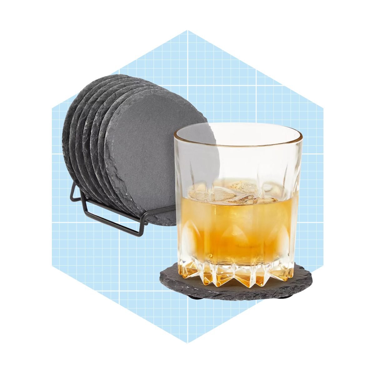 Juvale 8 Pack Slate Stone Drink Coaster Set With Holder For Kitchen Bar & Home Decor Ecomm Target.com