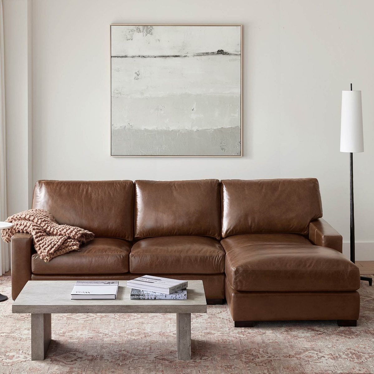 Turner Square Arm Leather Sofa Chaise Sectional Ecomm Potterybarn.com