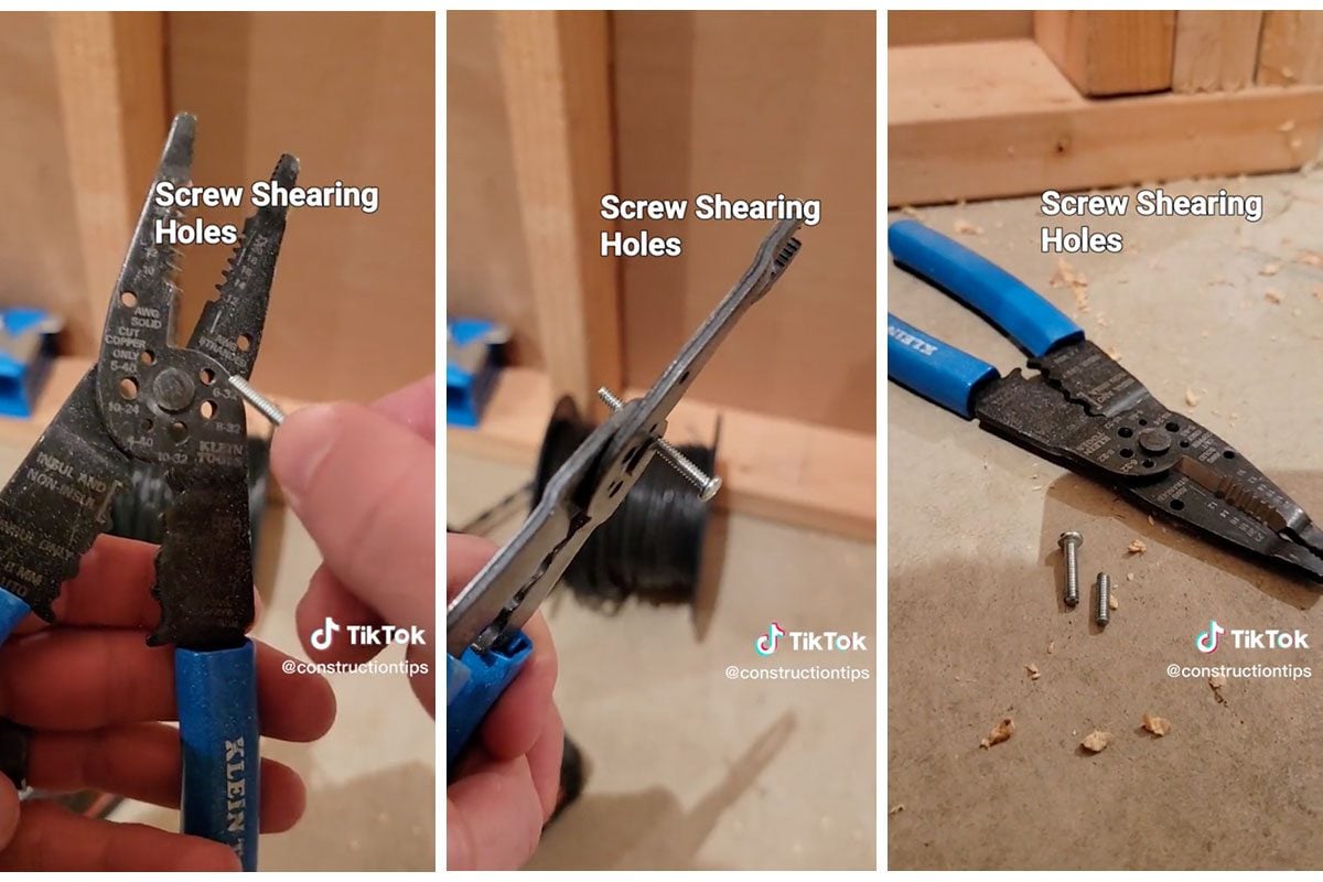 Wire Cutter Screw Shearing Hole Hack Via Constructiontips Tiktok