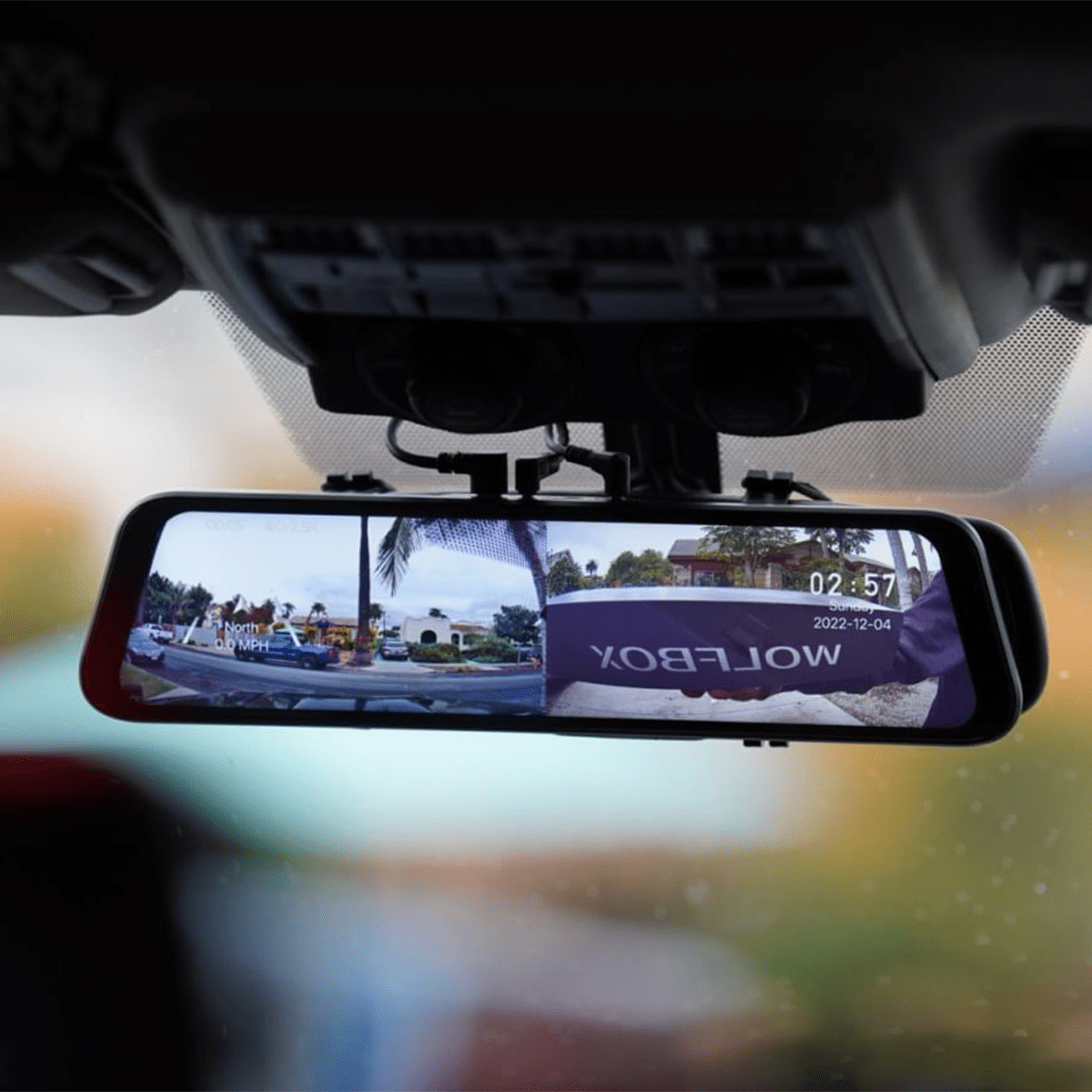 This Clever Wolfbox Gadget Turns Your Car Mirror Into a Dash Cam