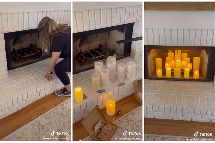 Cozy Candle Fireplace Decor Hack Via @MyDIYHappyHome_ Tiktok