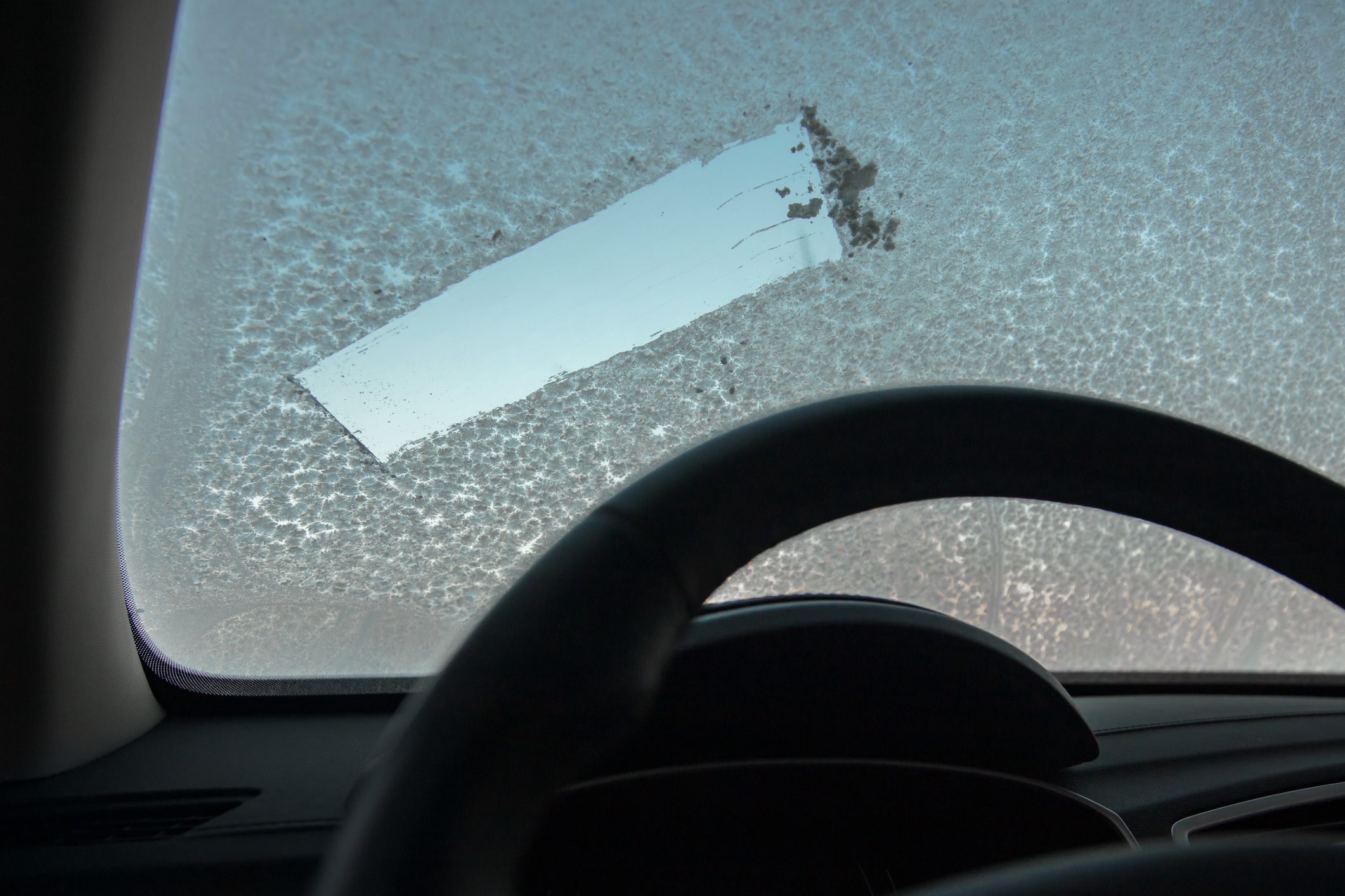 Melting Frost On Car Windshield With Defroster Stock Illustration