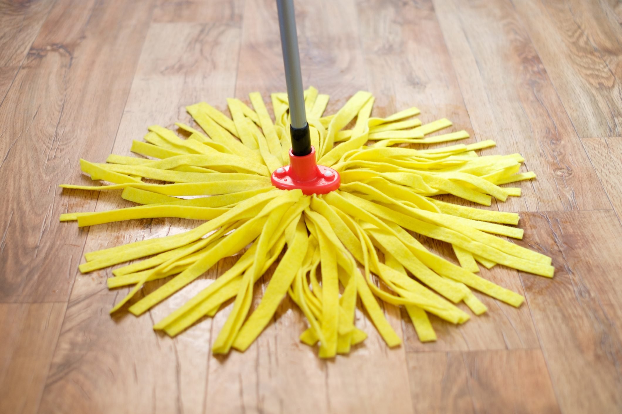Cleaning tools on parquet floor