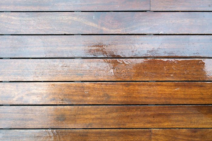 Wet Outdoor Wooden Decking Surface