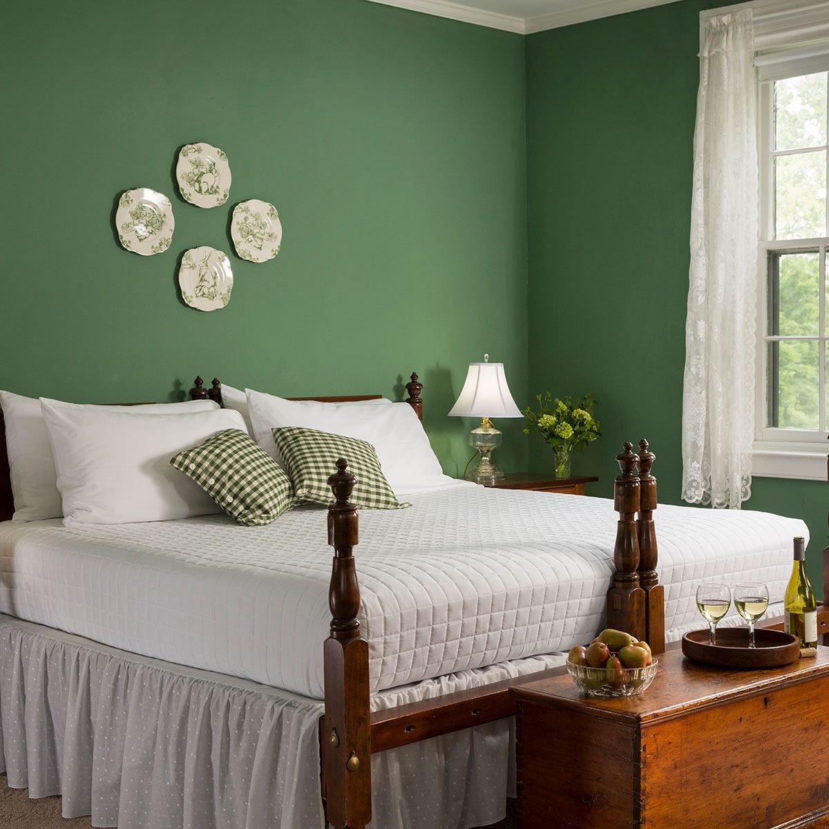 Bed In Green Bedroom