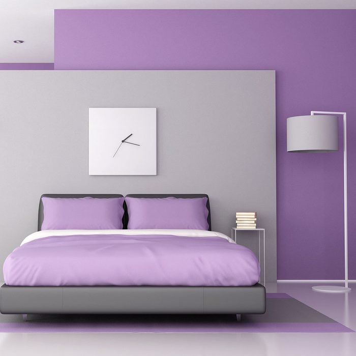 Modern Purple and Gray Master Bedroom