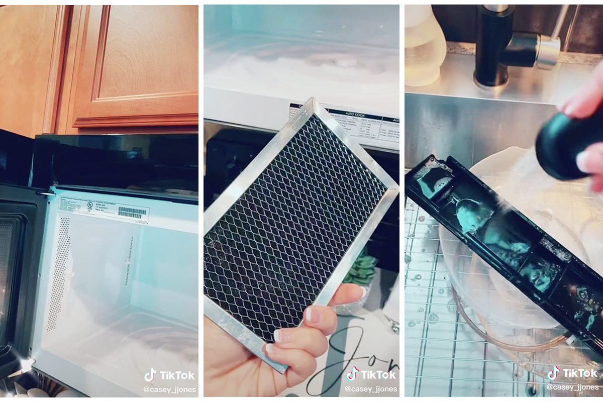 Collage Of Tiktok Showing How To Clean Microwave Filter Via Tiktok 3 2