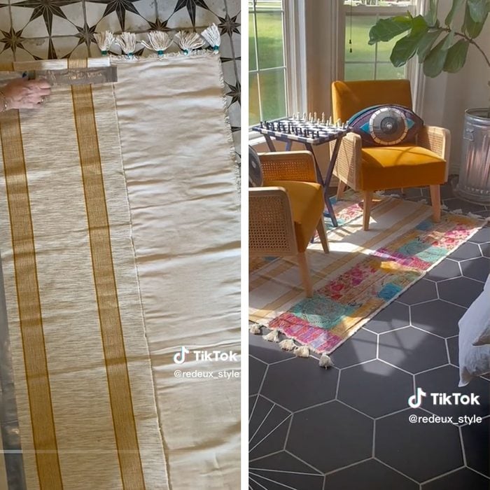 Accent Rug Hack Via @redeux_Style TikTok Ways To Reuse Table Runners Without A Table Dh Fhm