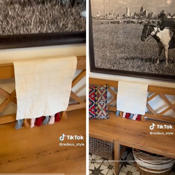 Bench Couch Throw Hack Via @redeux_Style TikTok Ways To Reuse Table Runners Without A Table Dh Fhm