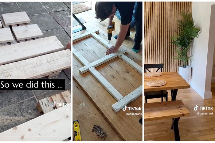 DIY Adjustable Farmhouse Dining Table Hack Via @CasaCrank TikTok