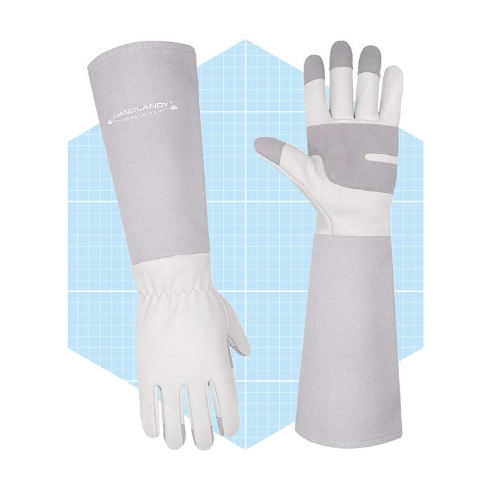 Long Sleeve Leather Gardening Gloves 