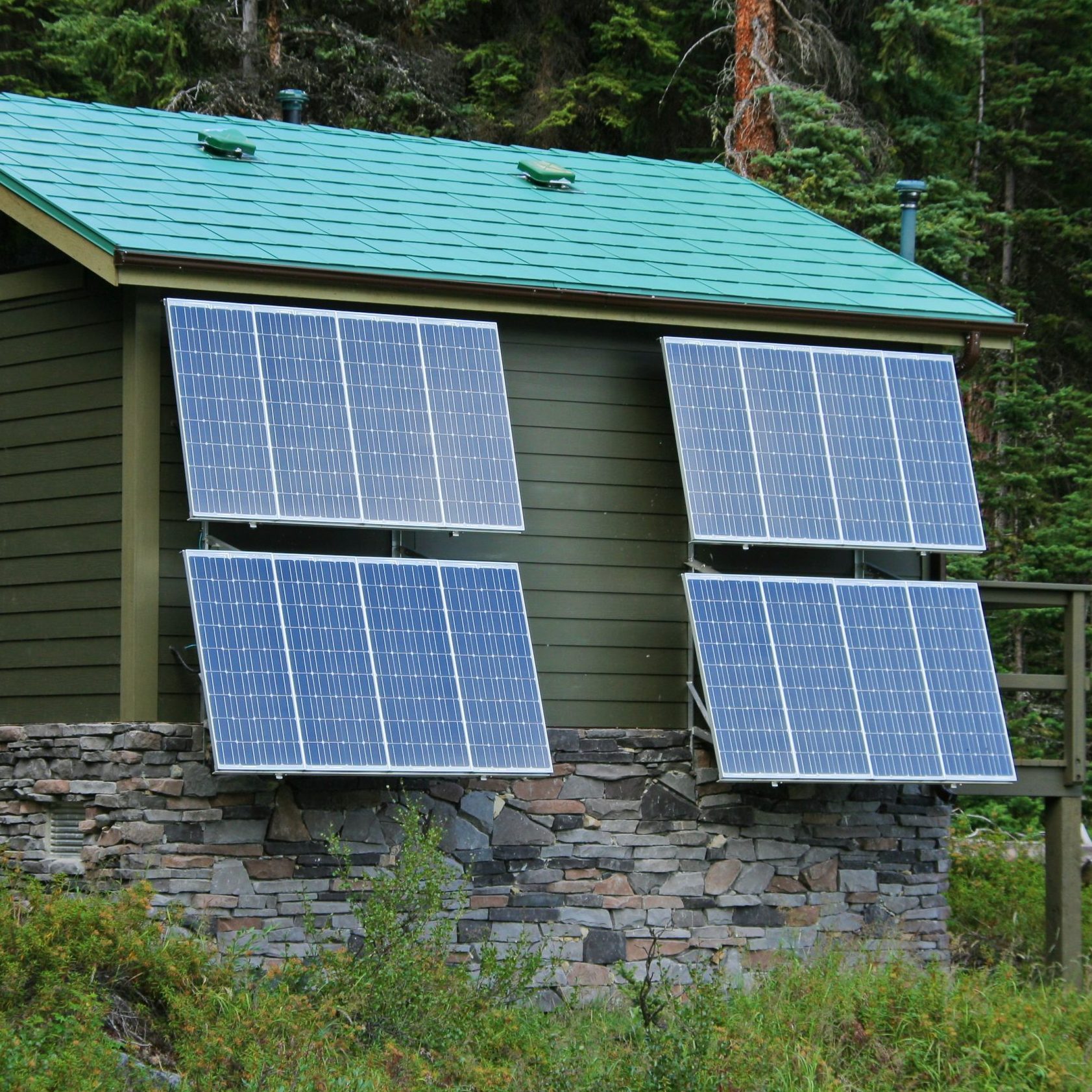 Solar cells on a hut at Maligne Lake in Jasper National Park,Alberta,Canada,North America