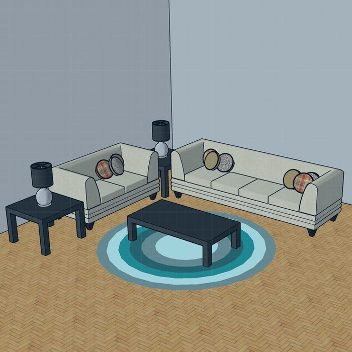 Layered Circles Rug In Living Room