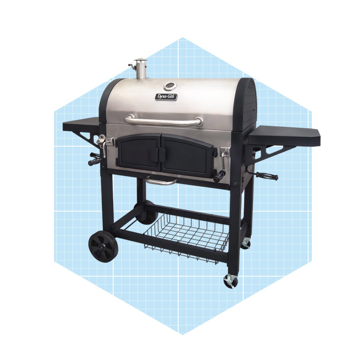 Dyna Gio Barrel Charcoal Grill With Side Shelves