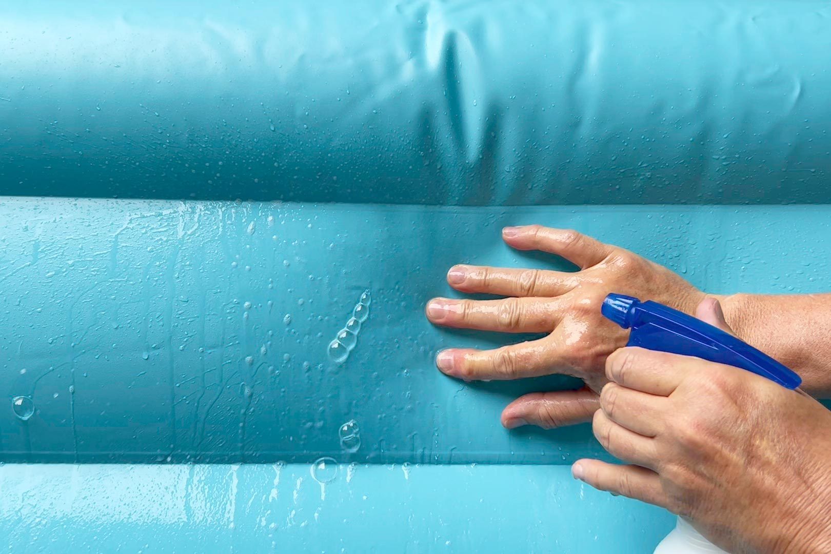 spray mattress with soapy water