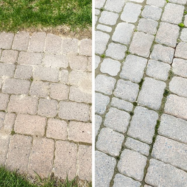 before and after cleaning pavers