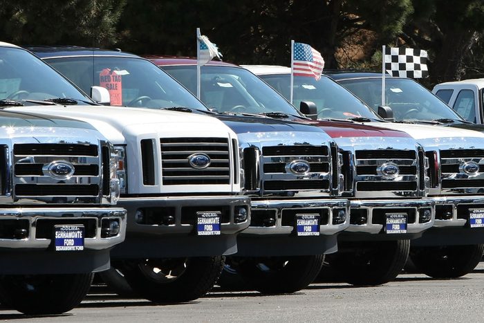 Brand New Ford Trucks Displayed at a Ford Dealership in Colma, California