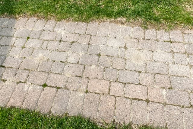 dirty pavers before cleaning