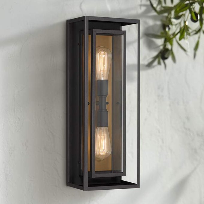 Possini Euro Metropolis 22in High Black And Gold Outdoor Wall Light