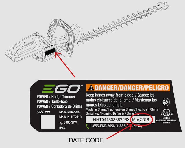 Recalled Model And Make Number Ego Hedge Trimmer Courtesy Cpsc