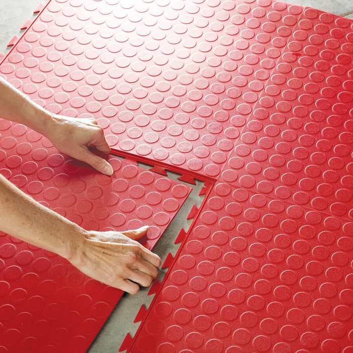 red interlocking floor mat for garage
