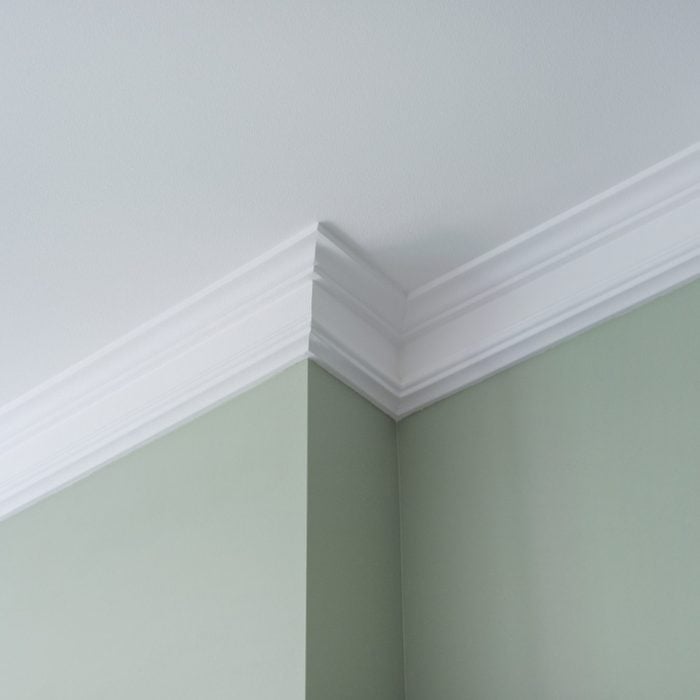 Ceiling moldings in the interior, detail of intricate corner.