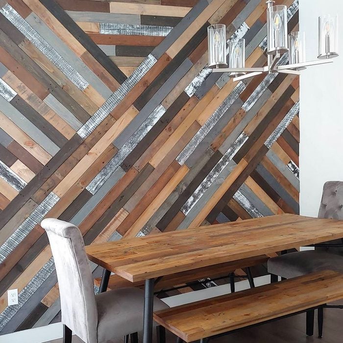 Multicolor Reclaimed Wood Pallet Wall courtesy slcpalletwalls