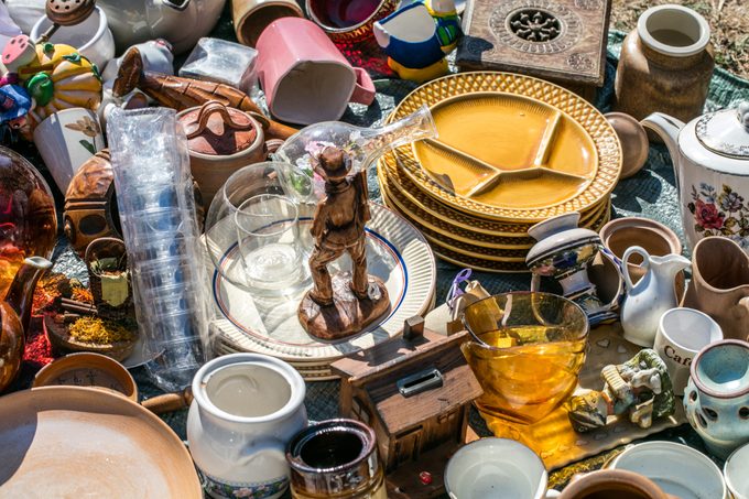 pile of household things and decorative objects at welfare