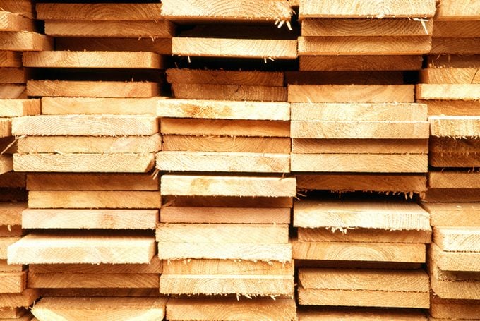 Stacked Lumber at a lumber mill