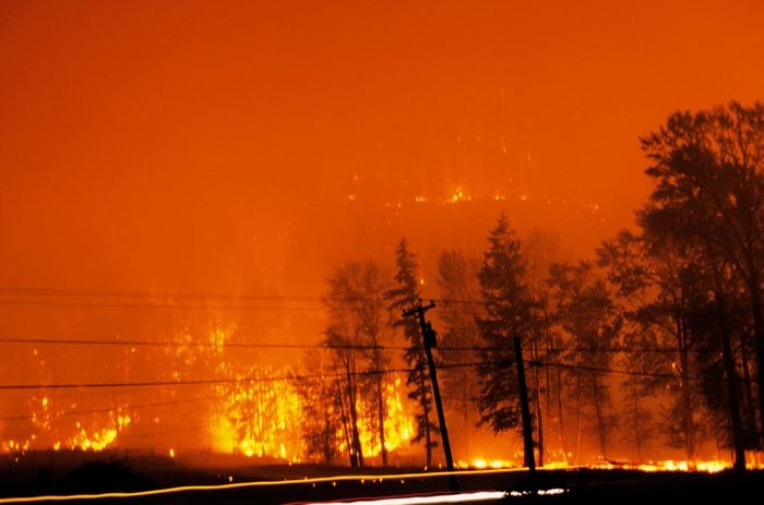 Canada, British Columbia, Forest fire at night