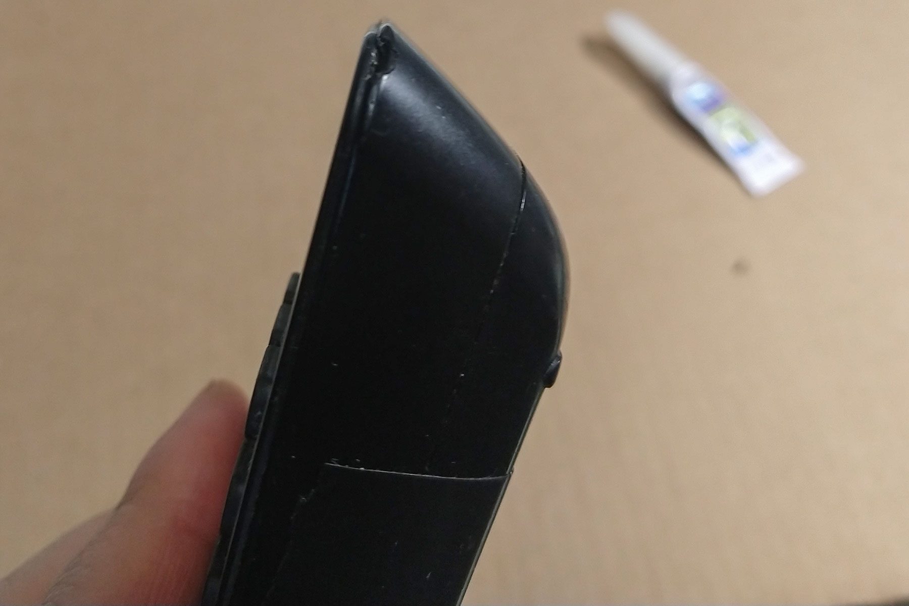 Chipped edge of a remote