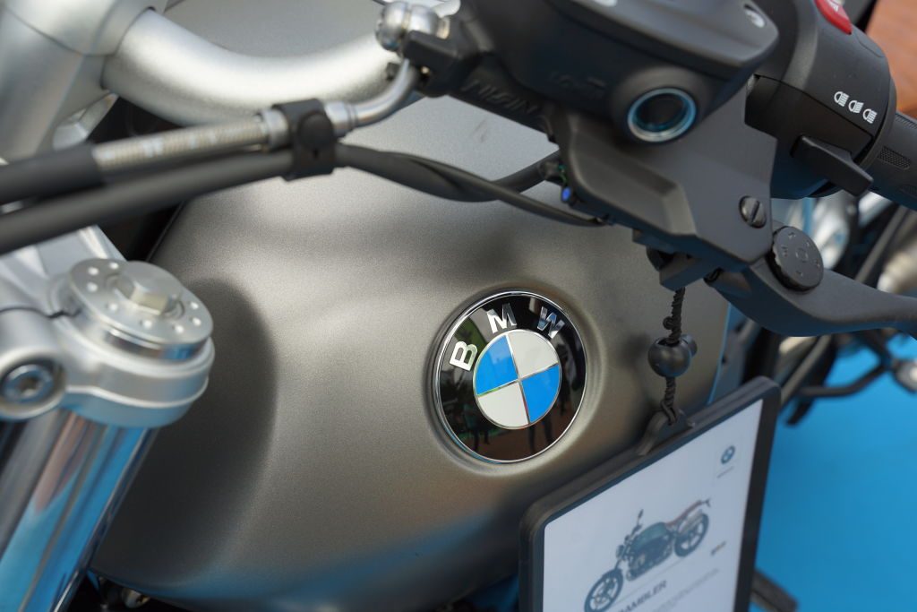 A logo of BMW is seen at Hong Kong MOTORCYCLE SHOW 2018