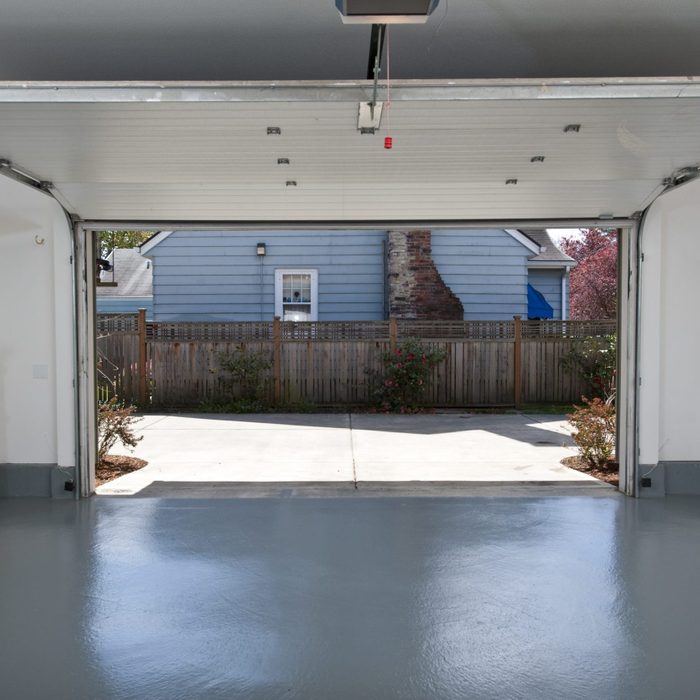 Clean garage with enamel paint on floor