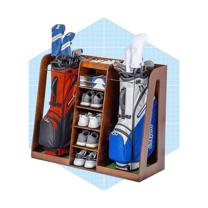 Gosports Premium Wooden Golf Bag Organizer And Storage Rack