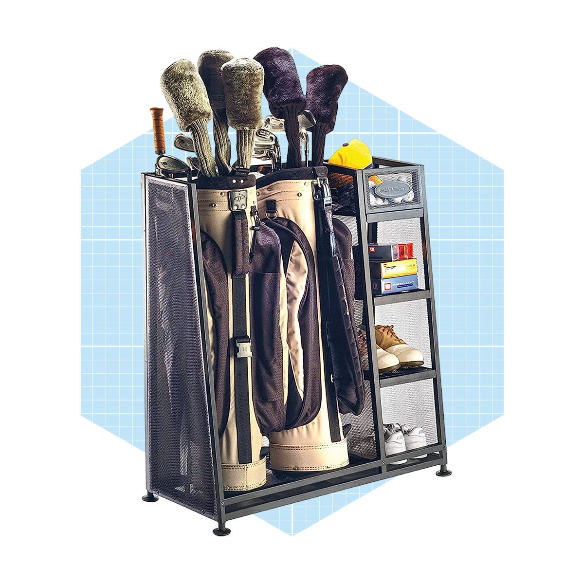 Mythinglogic Golf Storage Garage Organizer,Golf Bag Storage Stand and Other  Golfing Equipment Rack