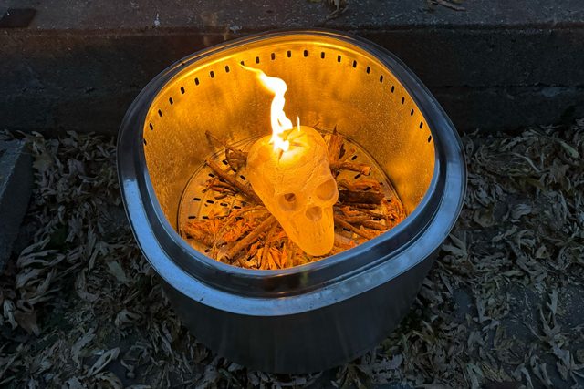  Fire Pit Skull Burning in Pit