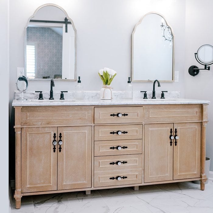 9 Double Vanity Bathroom Ideas Whitewash Wood Double Vanity