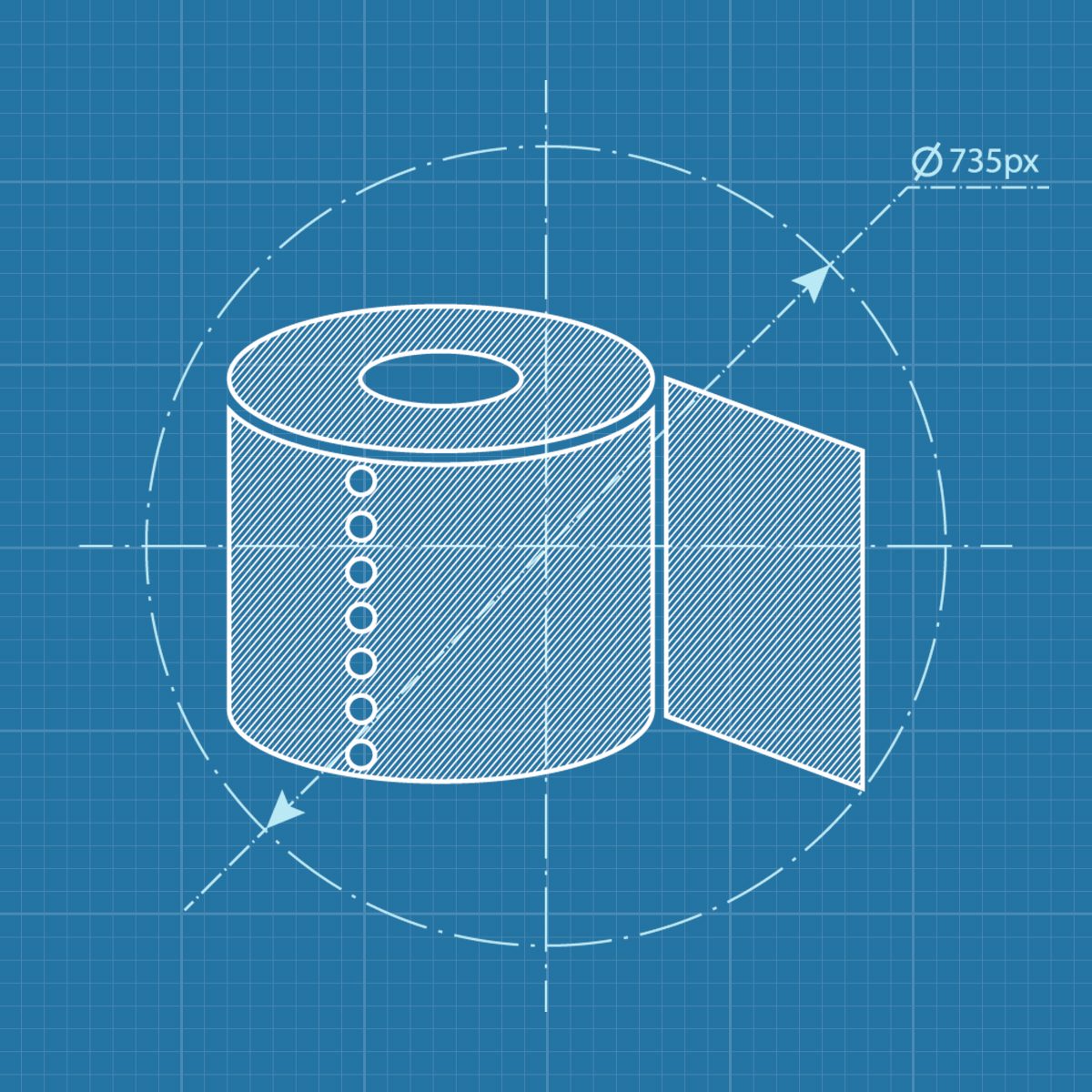 illustration of the blueprint of toilet paper being invented