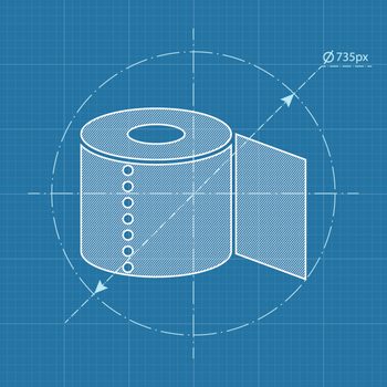 illustration of the blueprint of toilet paper being invented