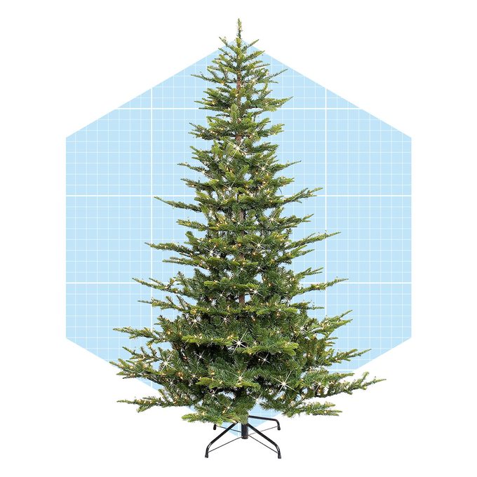 Puleo International 7.5 Foot Pre Lit Aspen Fir Artificial Christmas Tree
