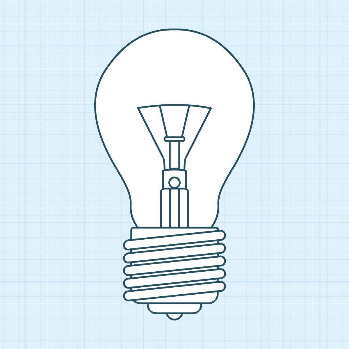 Edison Screw with a light bulb blue illustration on grid background
