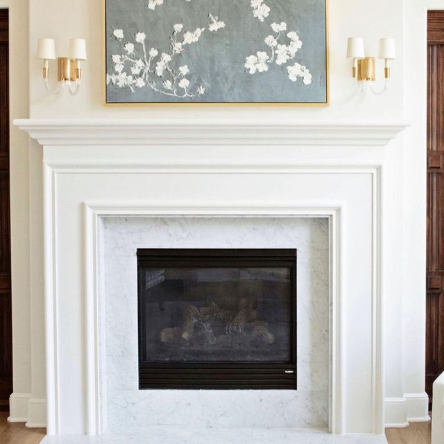 8 Fireplace Mantel Ideas Large Art Courtesy @mldesignskc Instagram