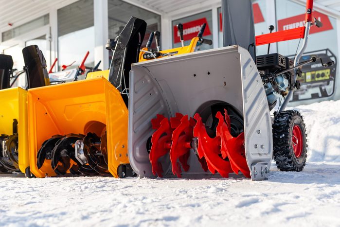 A new petrol snowplow is on sale. Snow removal mechanism.