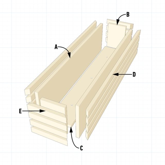 How To Build Deck Railing Planters Project Overview diagram on grid background