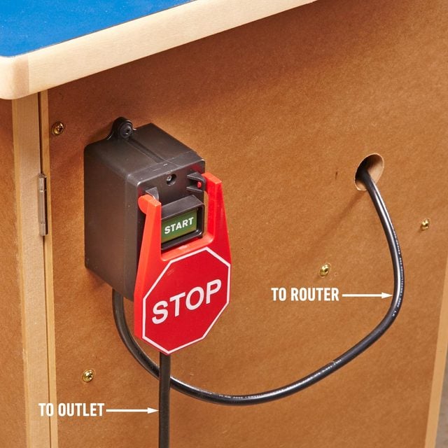 A safe and convenient switch with a red stop sign attached to it.